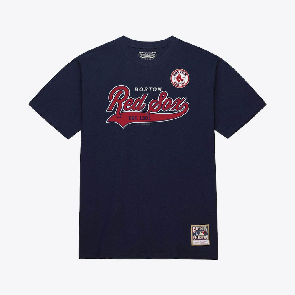 Navy Boston Red Sox Mitchell & Ness Script Sweep Arch T-Shirt