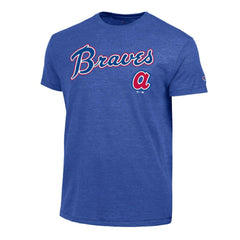 Royal Atlanta Braves Champion Cooperstown Wordmark Lockup Tri-Blend T-Shirt