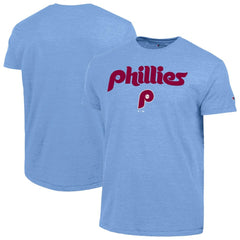 Light Blue Philadelphia Phillies Champion Cooperstown Wordmark Lockup Tri-Blend T-Shirt