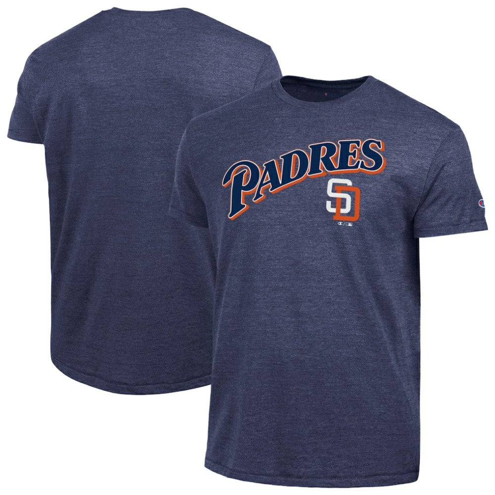 Navy San Diego Padres Champion Cooperstown Wordmark Lockup Tri-Blend T-Shirt