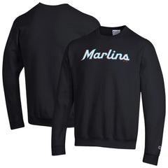 Black Miami Marlins Champion Powerblend Wordmark Sweatshirt