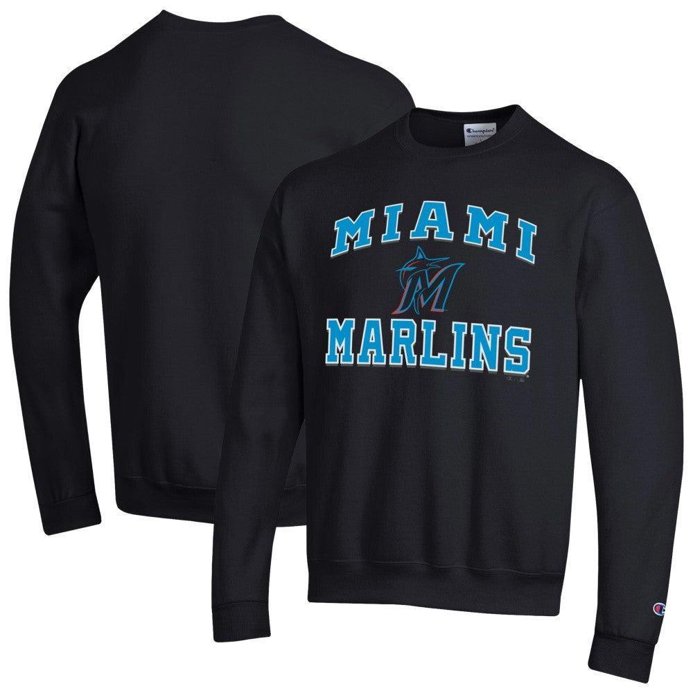 Black Miami Marlins Champion Heart & Soul Powerblend Sweatshirt