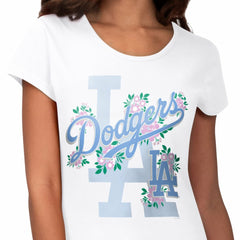 White Los Angeles Dodgers G-III 4Her by Carl Banks Women's Floral Endzone T-Shirt