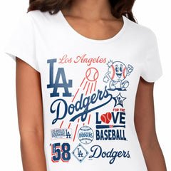 White Los Angeles Dodgers G-III 4Her by Carl Banks Women's Endzone Collage T-Shirt