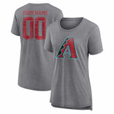 Gray Arizona Diamondbacks Women's Heritage Personalized Any Name & Number Tri-Blend T-Shirt