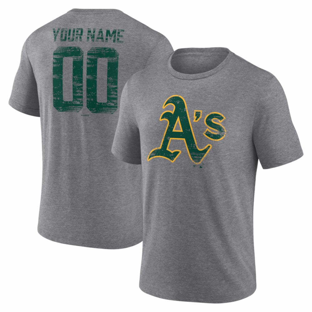 Gray Athletics Heritage Personalized Any Name & Number Tri-Blend T-Shirt