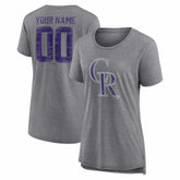 Gray Colorado Rockies Women's Heritage Personalized Any Name & Number Tri-Blend T-Shirt