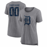 Gray Detroit Tigers Women's Heritage Personalized Any Name & Number Tri-Blend T-Shirt