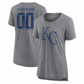 Gray Kansas City Royals Women's Heritage Personalized Any Name & Number Tri-Blend T-Shirt
