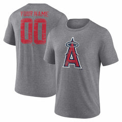 Gray Los Angeles Angels Heritage Personalized Any Name & Number Tri-Blend T-Shirt