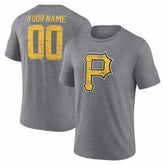 Gray Pittsburgh Pirates Heritage Personalized Any Name & Number Tri-Blend T-Shirt