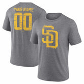 Gray San Diego Padres Heritage Personalized Any Name & Number Tri-Blend T-Shirt
