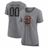 Gray San Francisco Giants Women's Heritage Personalized Any Name & Number Tri-Blend T-Shirt