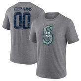 Gray Seattle Mariners Heritage Personalized Any Name & Number Tri-Blend T-Shirt