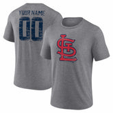 Gray St. Louis Cardinals Heritage Personalized Any Name & Number Tri-Blend T-Shirt