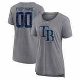 Gray Tampa Bay Rays Women's Heritage Personalized Any Name & Number Tri-Blend T-Shirt