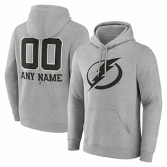 NHL Tampa Bay Lightning Big & Tall Personalized Name & Number Monochrome Pullover Hoodie