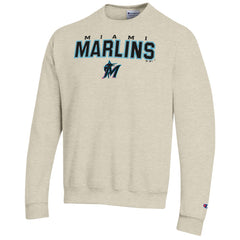 Oatmeal Miami Marlins Champion Eco Powerblend Sweatshirt