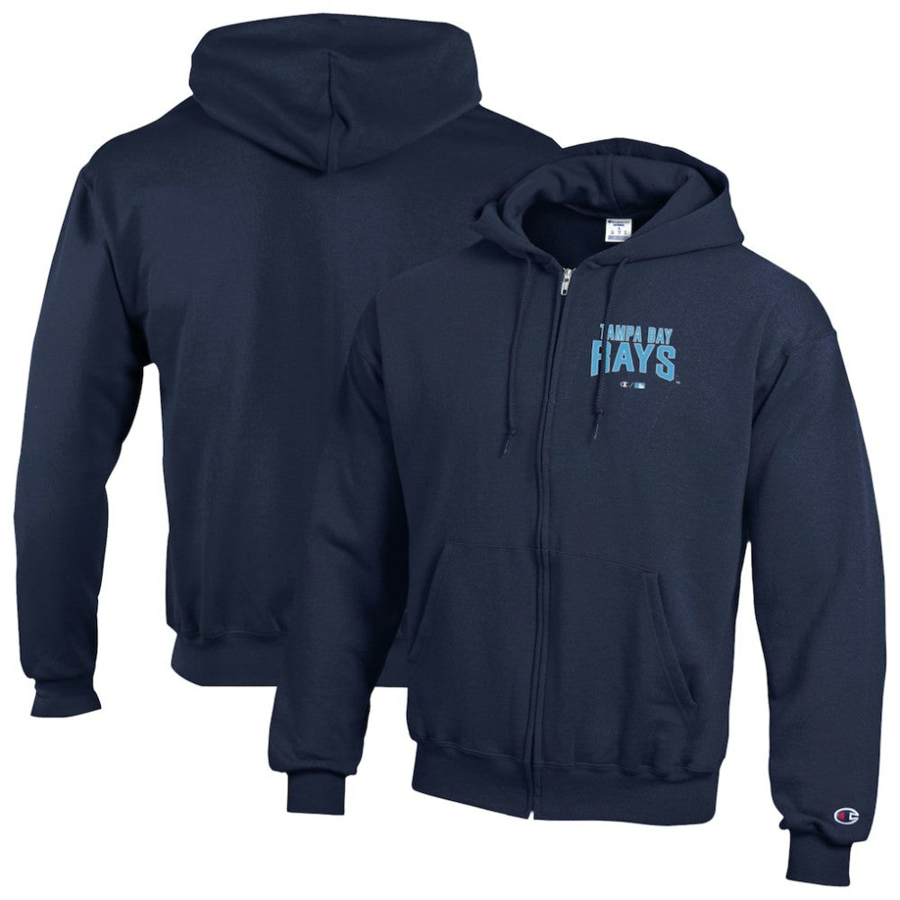 Navy Tampa Bay Rays Champion Eco Powerblend Full-Zip Hoodie