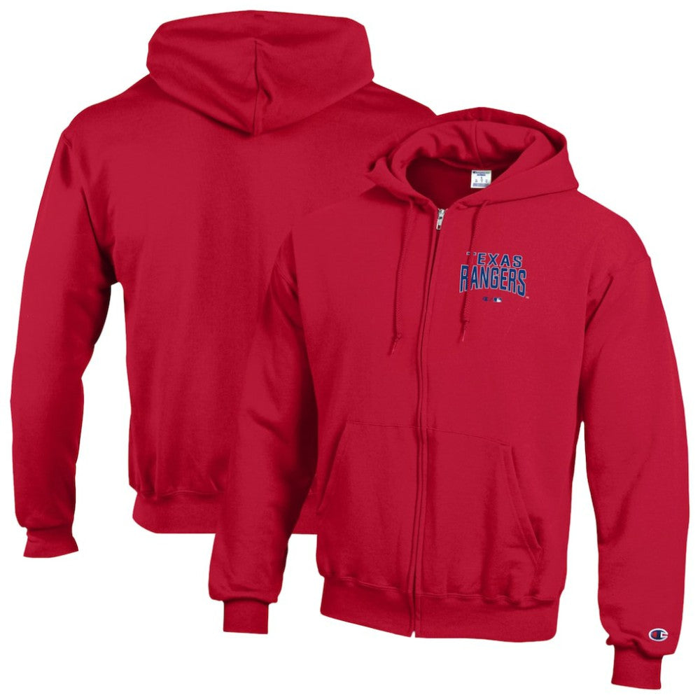 Red Texas Rangers Champion Eco Powerblend Full-Zip Hoodie