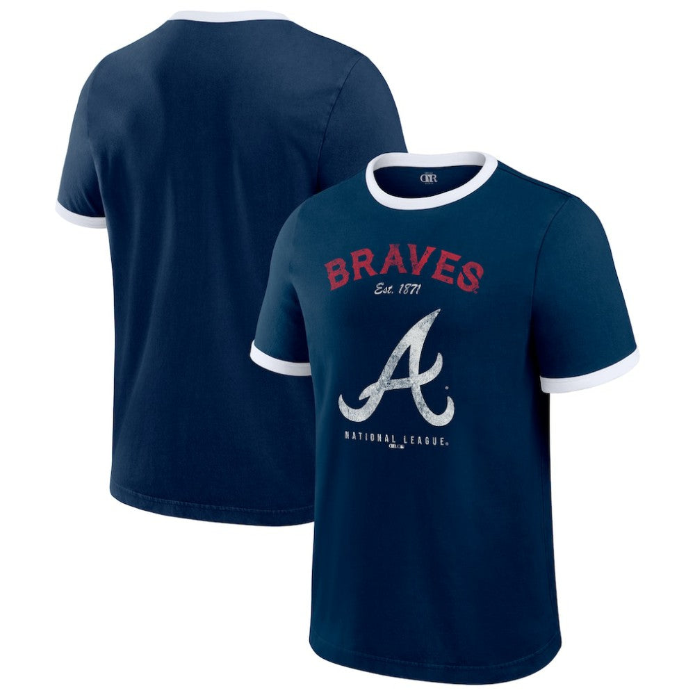 Navy Atlanta Braves Darius Rucker Collection by Fanatics Washed Ringer T-Shirt