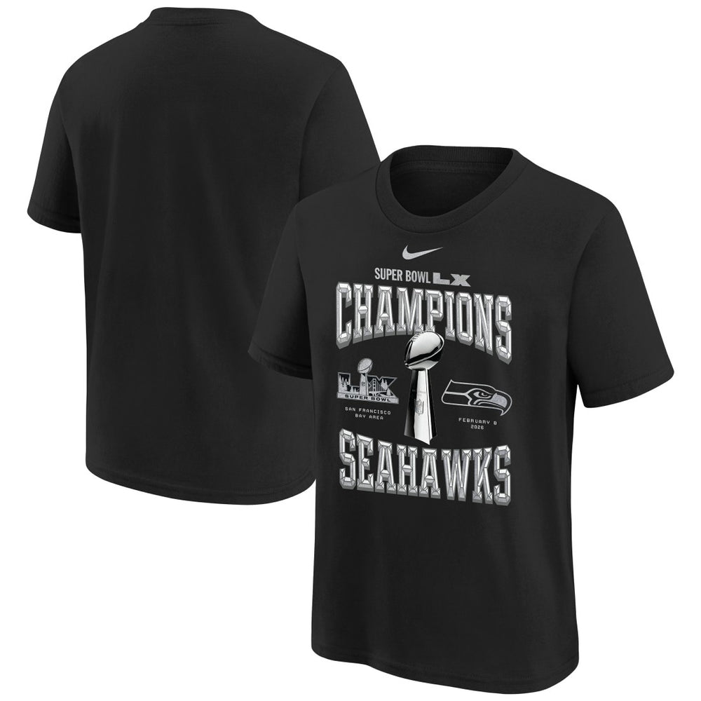 Youth Super Bowl LX Champions Locker Room Trophy Collection Replica T-Shirt - Seattle Seahawks T-shirts