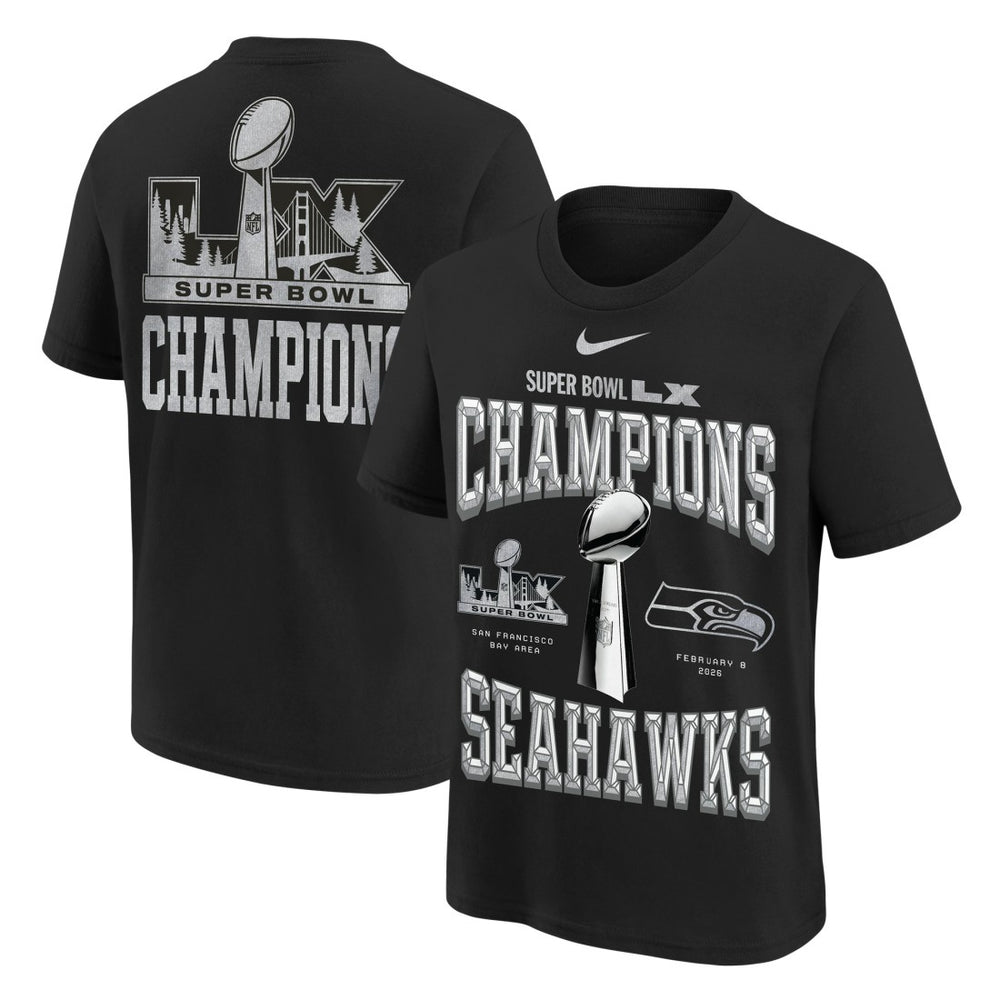 Youth Super Bowl LX Champions Locker Room Trophy Collection Authentic T-Shirt - Seattle Seahawks T-shirts