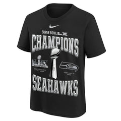 Youth Super Bowl LX Champions Locker Room Trophy Collection Authentic T-Shirt - Seattle Seahawks T-shirts