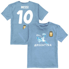 Lionel Messi Argentina National Team Vive La Fete Youth Player Name & Number Chilena Style T-Shirt
