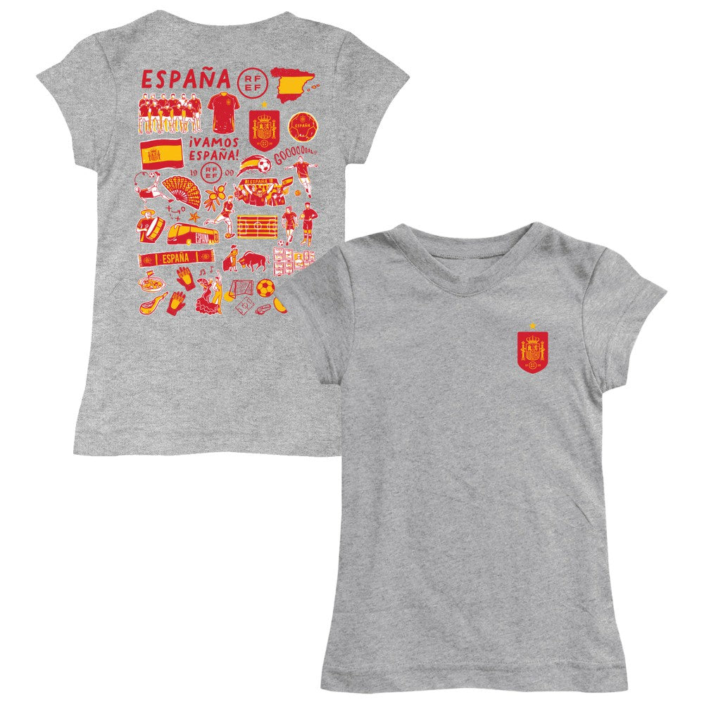 Spain National Team Vive La Fete Girls Youth Impressions Artwork Fitted T-Shirt