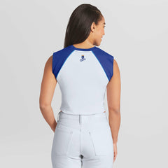 White Kansas City Royals WEAR by Erin Andrews Women's Cooperstown Cropped Raglan Tank Top
