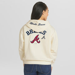 Cream Atlanta Braves WEAR by Erin Andrews Women's Full-Zip Hoodie