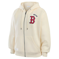 Cream Boston Red Sox WEAR by Erin Andrews Women's Full-Zip Hoodie