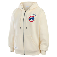 Cream Chicago Cubs WEAR by Erin Andrews Women's Full-Zip Hoodie