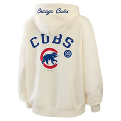 Cream Chicago Cubs WEAR by Erin Andrews Women's Full-Zip Hoodie