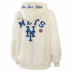 Cream New York Mets WEAR by Erin Andrews Women's Full-Zip Hoodie