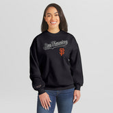 Black San Francisco Giants WEAR by Erin Andrews Women's Heavyweight Crew Neck Sweatshirt
