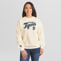 Cream Detroit Tigers WEAR by Erin Andrews Women's Heavyweight Crew Neck Sweatshirt