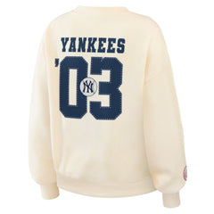 Cream New York Yankees WEAR by Erin Andrews Women's Heavyweight Crew Neck Sweatshirt