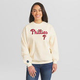 Cream Philadelphia Phillies WEAR by Erin Andrews Women's Heavyweight Crew Neck Sweatshirt