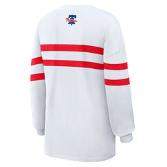 White Philadelphia Phillies WEAR by Erin Andrews Women's Oversized Long Sleeve Striped T-Shirt