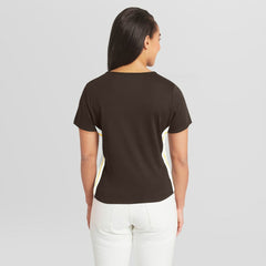 Brown San Diego Padres WEAR by Erin Andrews Women's Notch Neck Cropped T-Shirt