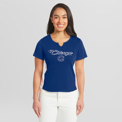 Royal Chicago Cubs WEAR by Erin Andrews Women's Notch Neck Cropped T-Shirt