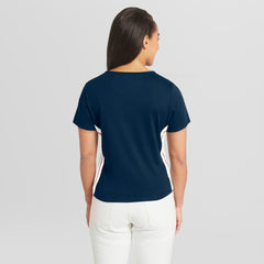 Navy Houston Astros WEAR by Erin Andrews Women's Notch Neck Cropped T-Shirt