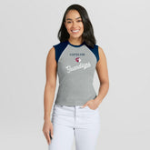 Heather Gray Cleveland Guardians WEAR by Erin Andrews Women's Cropped Raglan Tank Top