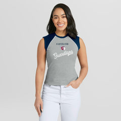 Heather Gray Cleveland Guardians WEAR by Erin Andrews Women's Cropped Raglan Tank Top