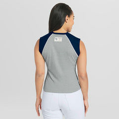 Heather Gray Cleveland Guardians WEAR by Erin Andrews Women's Cropped Raglan Tank Top