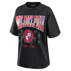 Black Philadelphia Phillies WEAR by Erin Andrews Women's Oversized Boyfriend T-Shirt