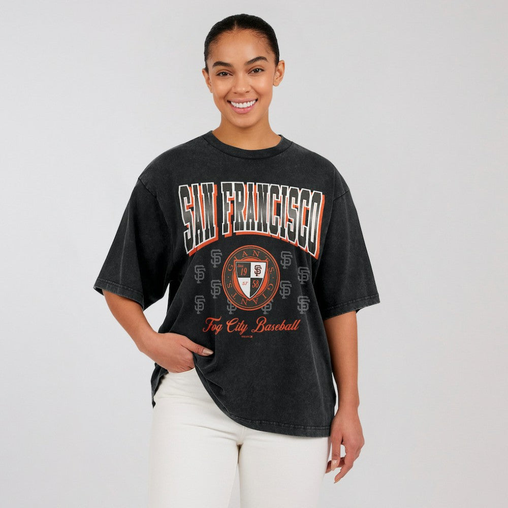 Black San Francisco Giants WEAR by Erin Andrews Women's Oversized Boyfriend T-Shirt