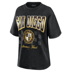 Black San Diego Padres WEAR by Erin Andrews Women's Oversized Boyfriend T-Shirt